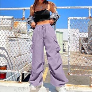 Lilac lavender parachute cargo pants